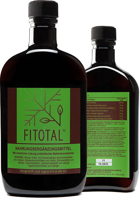 Dve fľaše fermentovaného rastlinného výživového doplnku Fitotal
